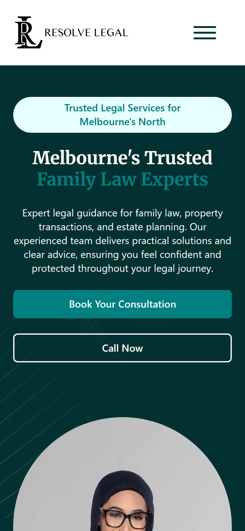 Resolve Legal homepage on mobile